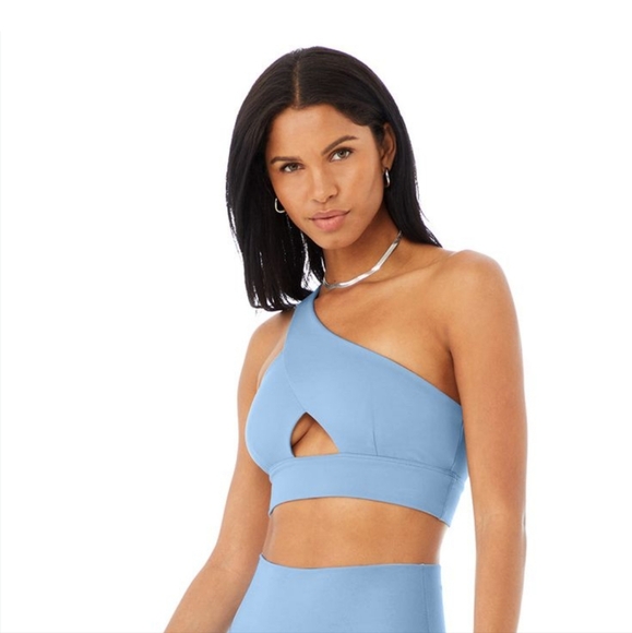 ALO Yoga Blue One-Shoulder Bra - Picture 1 of 6